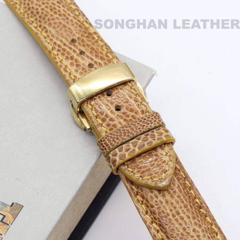 Dây Đồng Hồ. Dây Da Đà Điểu Gắn Chốt Thông Minh Kèm Khóa Gập Cao Cấp Chính Hãng Songhan Leather.Nhiều Size, Nhiều Màu.BẢO HÀNH 6 THÁNG