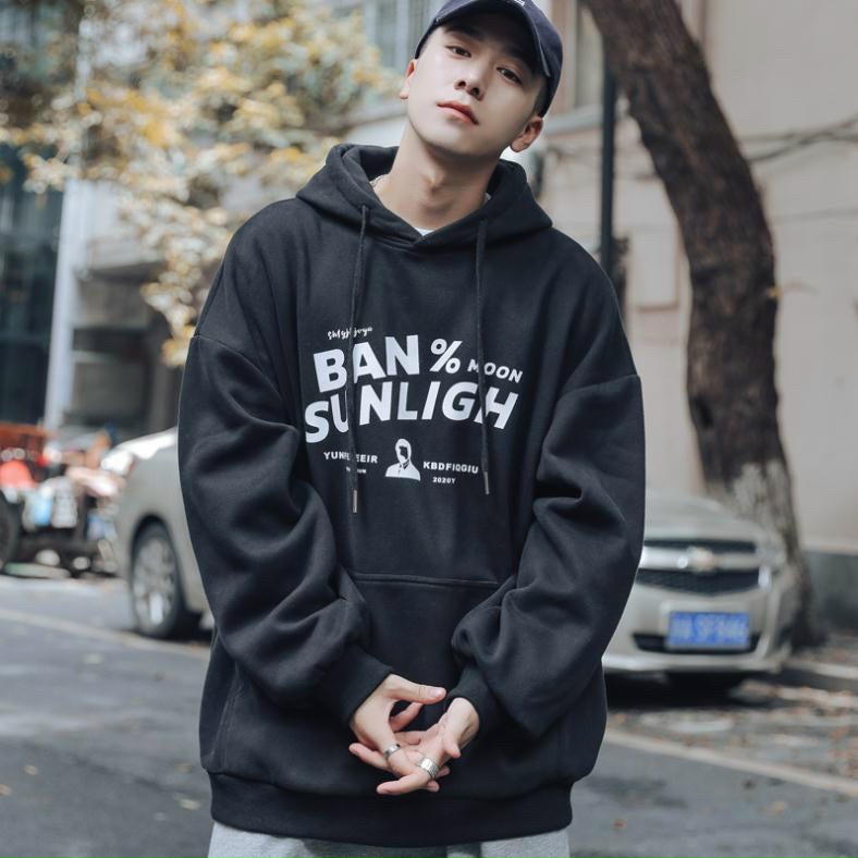 Áo Hoodie BAN % Form Rộng Unisex Hàn Quốc - Khoác Nỉ Có Nón Mũ 2 Lớp Cặp Đôi Nam Nữ Chống Nắng Thu Đông