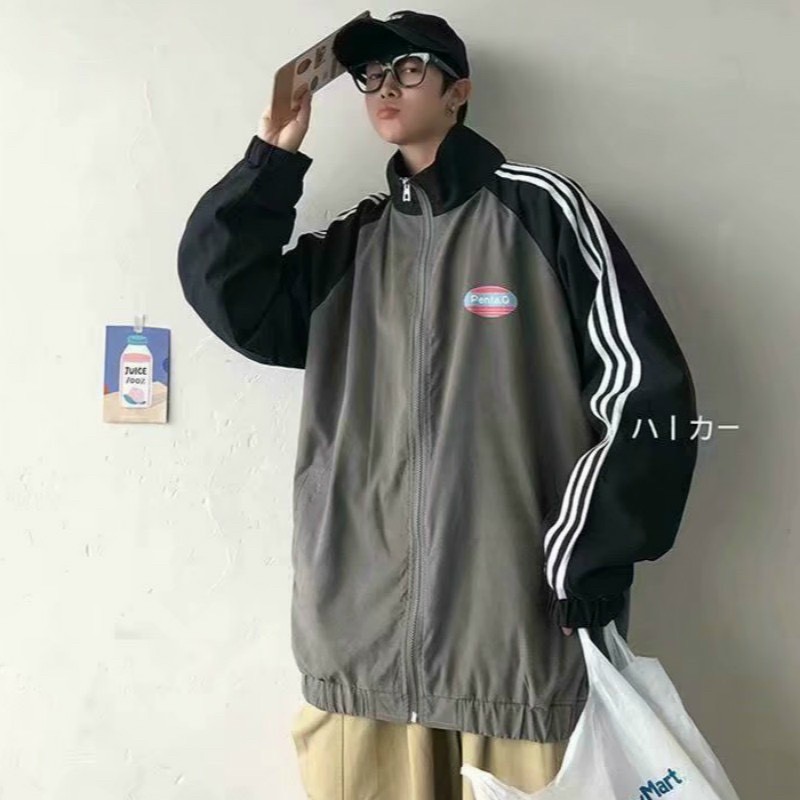 Áo khoác Dù Gió 2 Lớp sọc Tay Có Khóa Kéo Zip Nam Nữ - Kiểu Rộng Unisex HÀn Quốc Rẻ Đẹp - Chống Nắng Và Lạnh