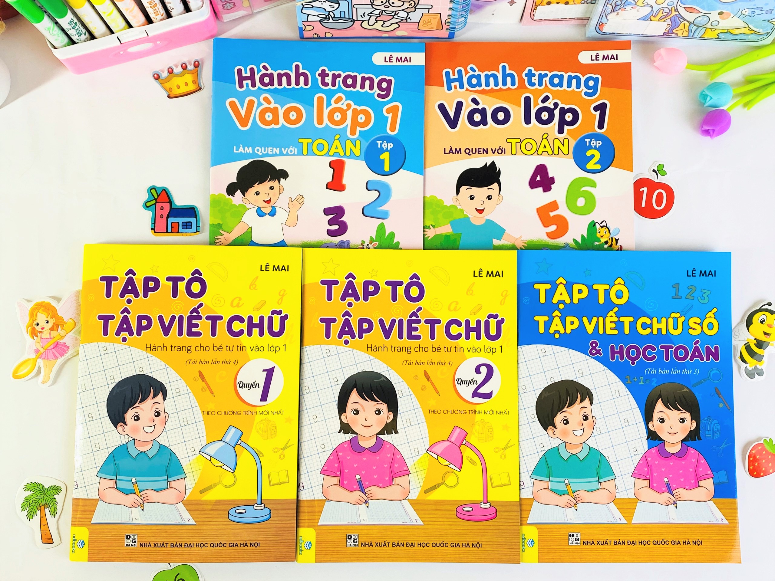 Sách - Combo 5 cuốn Tập tô tập viết chữ, số và học Toán, Hành trang vào lớp 1 - Lê Mai - ndbooks