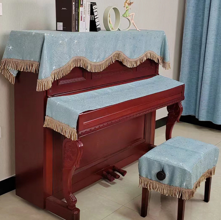 Bộ khăn phủ đàn piano cơ phong cách Châu Âu cổ điển sang trọng chống bụi chống xước - Hàng chính hãng