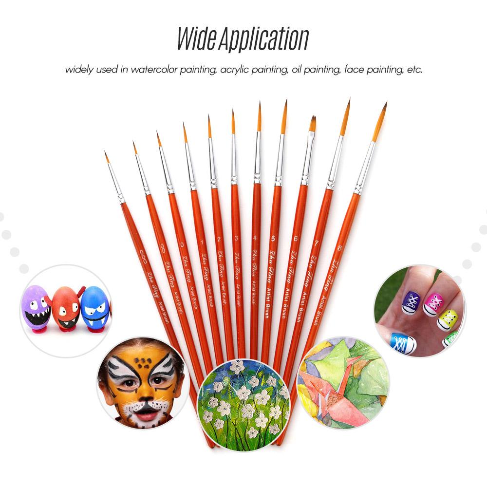 11 cái Vẽ Bộ Cọ Sơn Bộ Cọ Vẽ Nghệ Sĩ Nylon Tóc Tròn Tròn Bút Chi Tiết Bàn Chải Sơn cho Nghệ Sĩ Acrylic