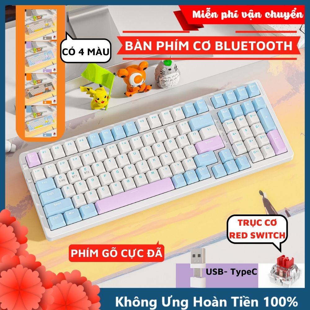 Bàn Phím Cơ Bluetooth Không Dây K96BT Cao Cấp Có HOTSWAP Lót Foam Tiêu Âm, Trục Red Switch-Hàng Chính Hãng