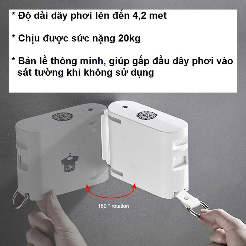 Dây phơi quần áo thông minh Chất liệu dây TPU siêu bền chắc hàng nội địa