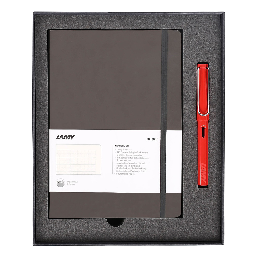 Lamy Notebook A5 Softcover Umbra + Lamy Safari Red - GSNSa0023