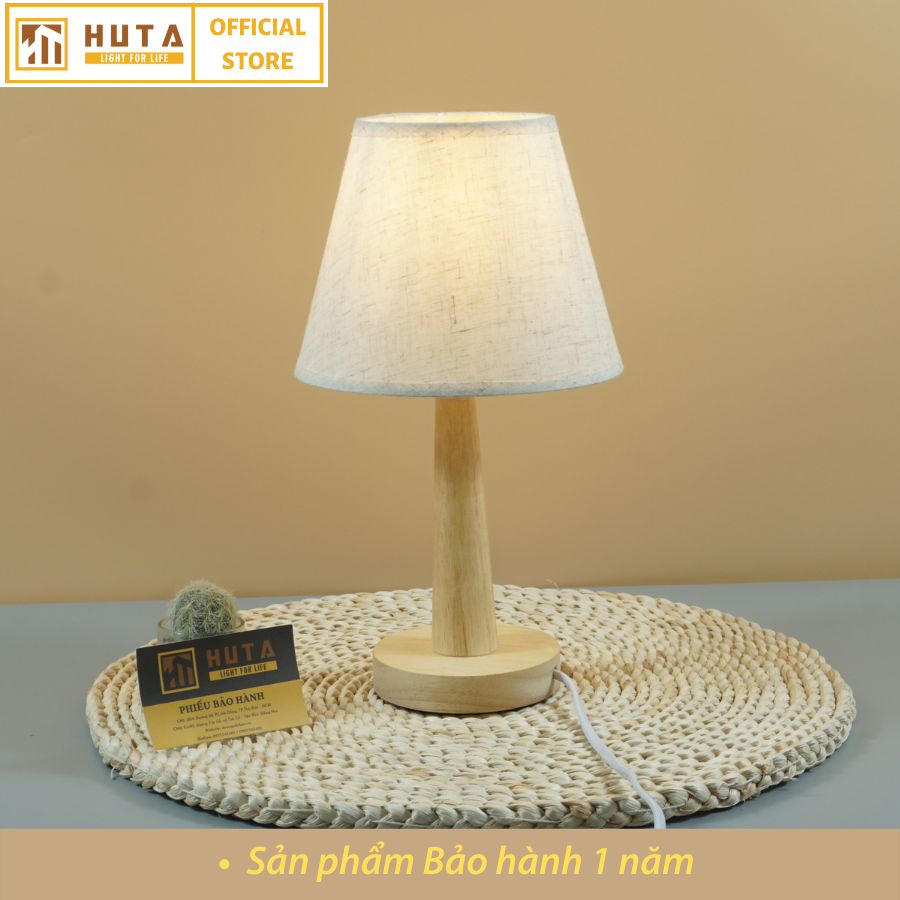 Đèn Ngủ Gỗ HUTA Light For Life G2 Chao Nón Vintage Dễ Thương, Decor Trang Trí Phòng Ngủ, Điều Chỉnh Độ Sáng, Bóng Led Sáng Vàng Tiết Kiệm Điện