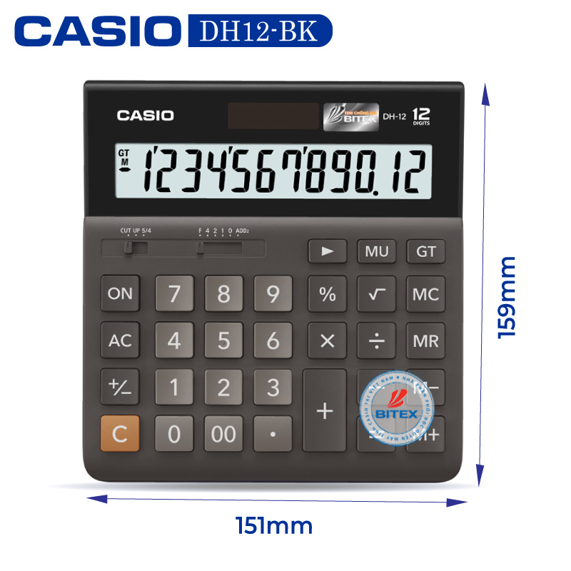 Máy tính Casio DH-12, Bảo hành 7 năm - Hàng chính hãng Bitex