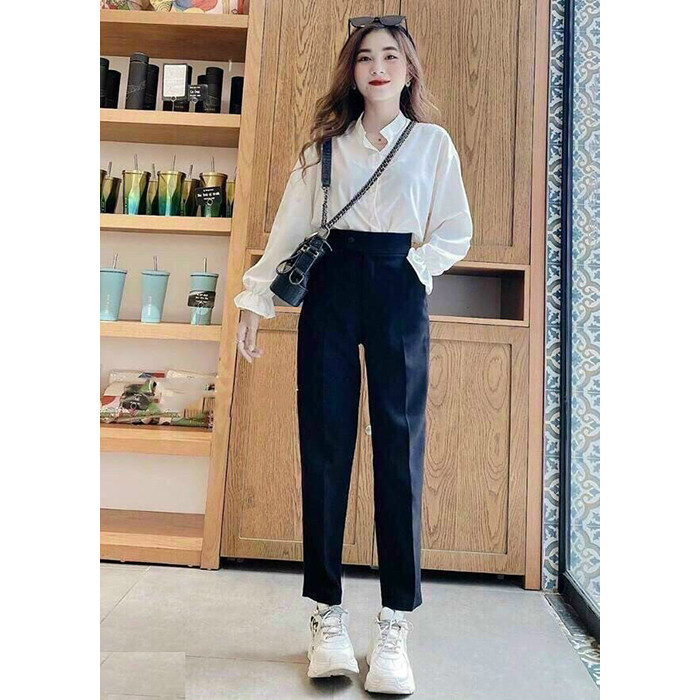 Đồ Bộ Nữ Áo Sơ Mi Và Quần Thun Umi Dài Thời Trang