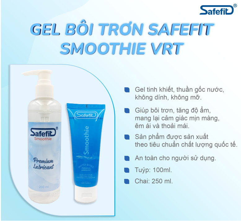 Gel bôi trơn Safefit smoothie dễ vệ sinh, an toàn, trơn mượt - Tuýp 100ml