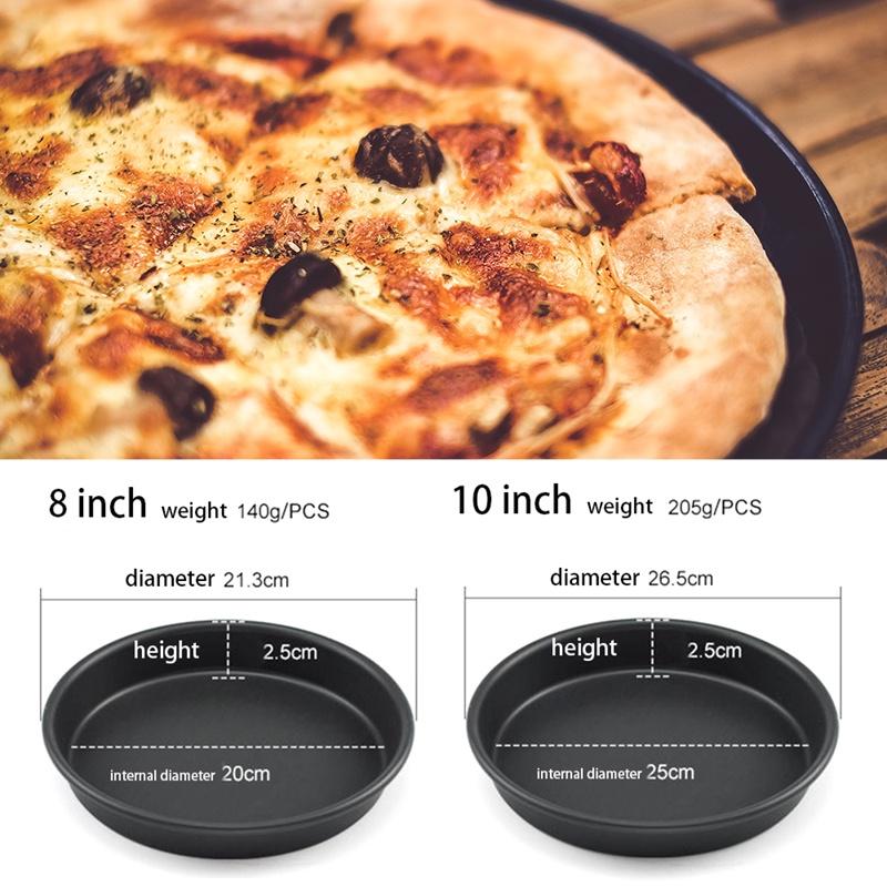 8/10 Inch Khuôn Nướng Bánh Pizza Hình Tròn Bằng Thép Cacbon Chống Dính