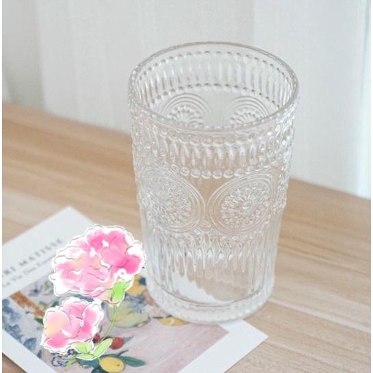 Bộ 6 Ly, Cốc thủy tinh hoạ tiết nổi - Ly thủy tinh chịu nhiệt