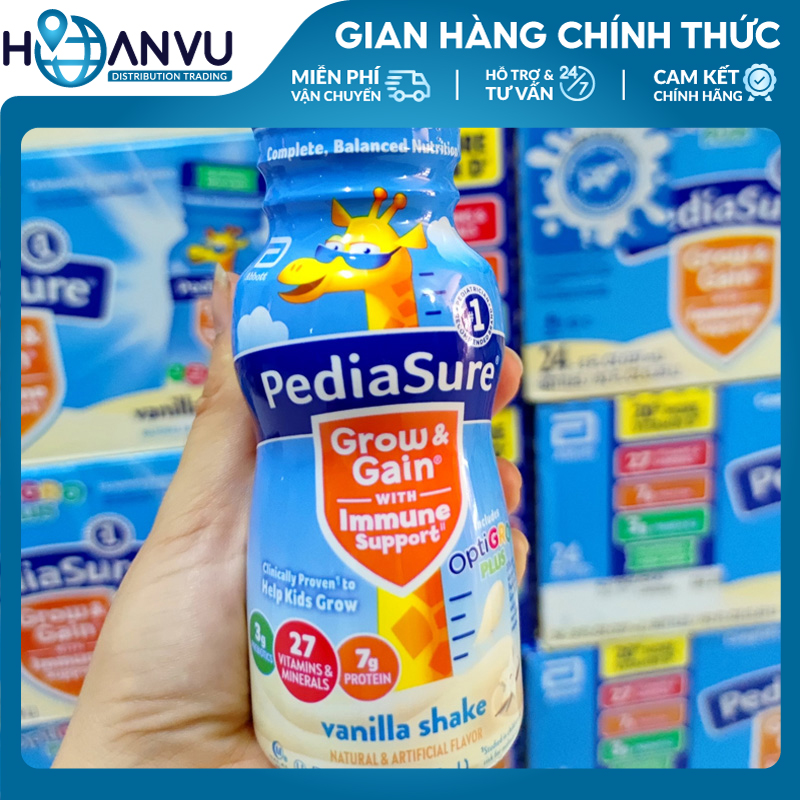 Sữa nước Pediasure Grow &amp; Gain Optigro Vanilla Shake (237ml) - Mỹ