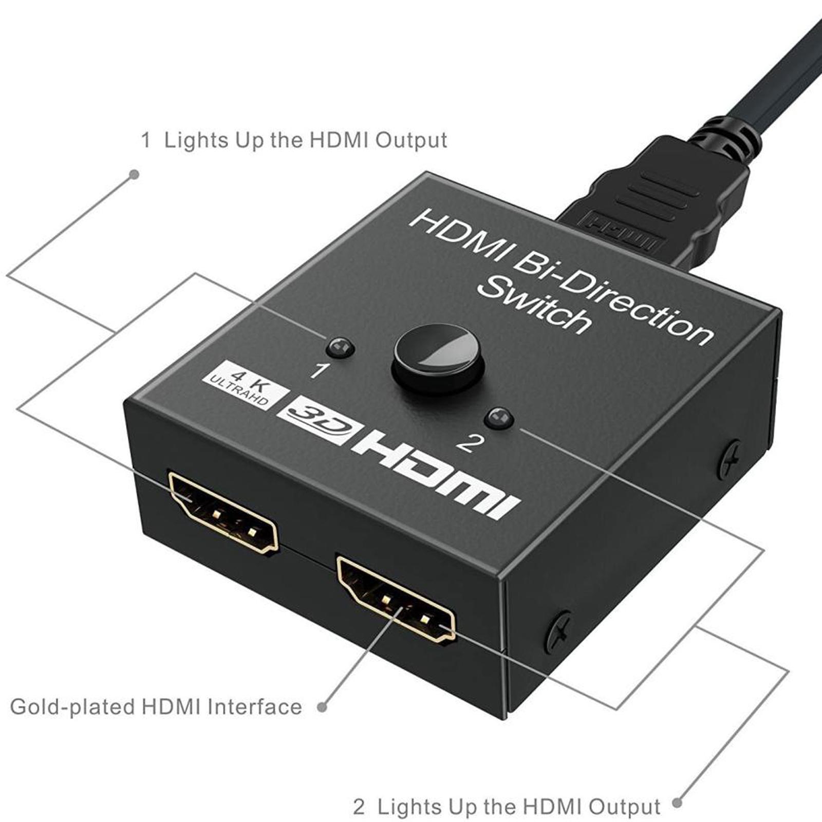1080P 4K Switch Switcher 2 Splitter Hub 2 Ports For HDTV