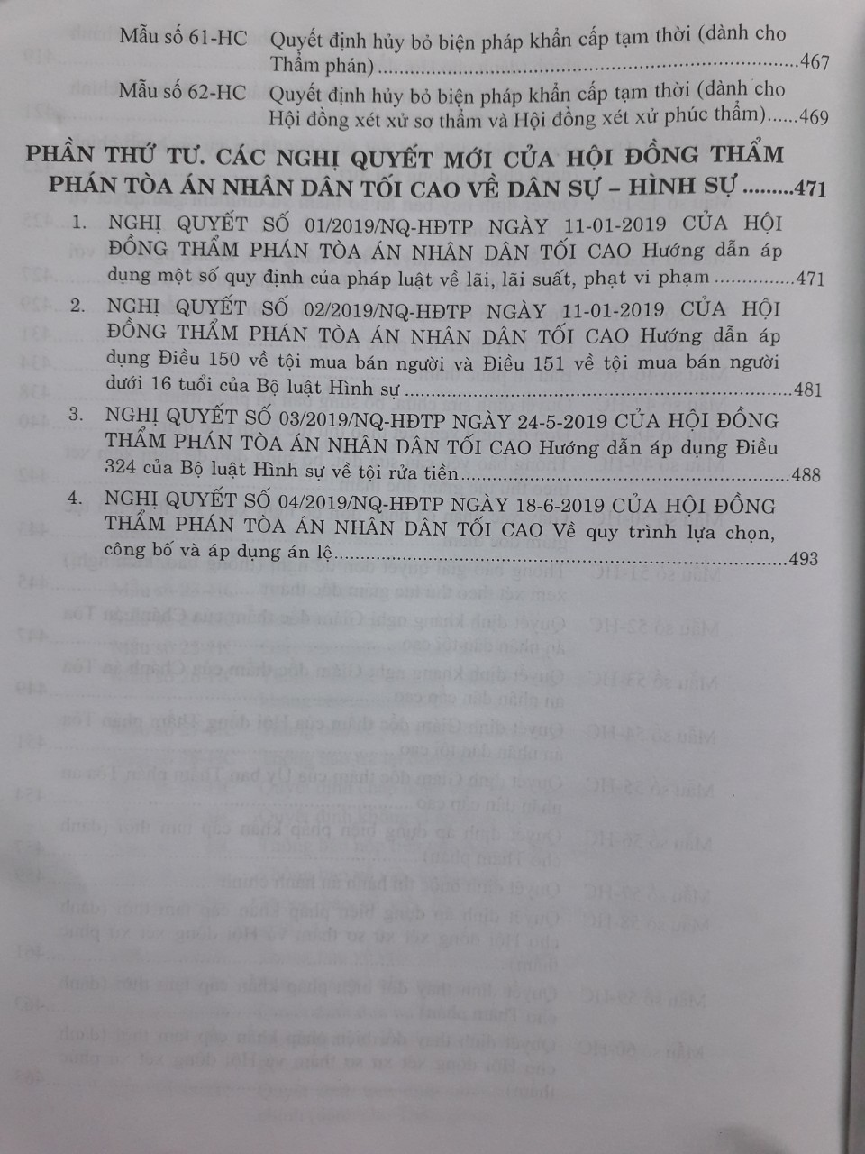 Hệ Thống Biểu Mẫu và Các Nghị Quyết Mới Năm 2019 Của Hội Đồng Thẩm Phán Tòa Án Nhân Dân Tối Cao