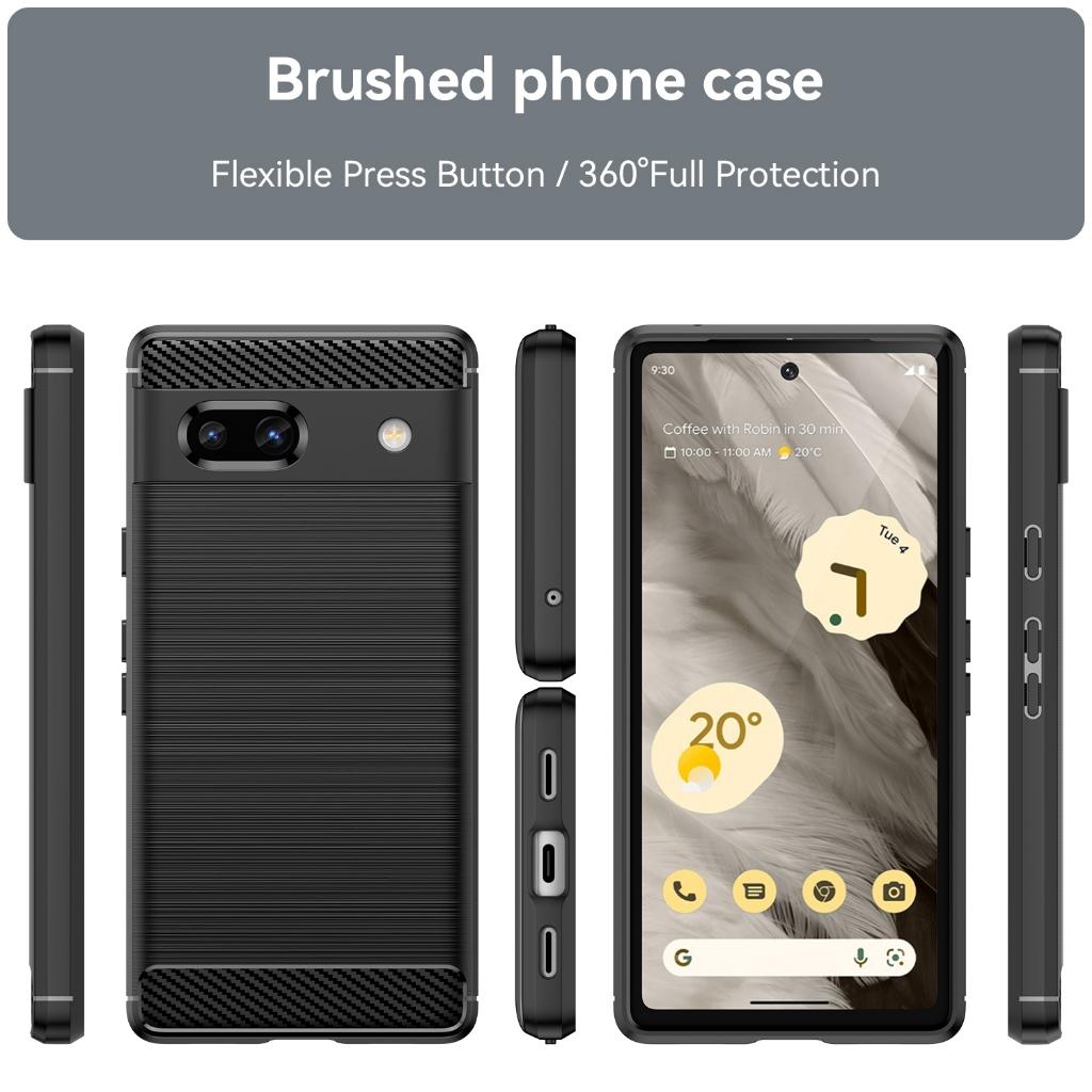 Ốp lưng cho Google Pixel 7a, Ốp silicone mềm Carbone phay xước chống sốc chống vân tay cho Pixel 7a