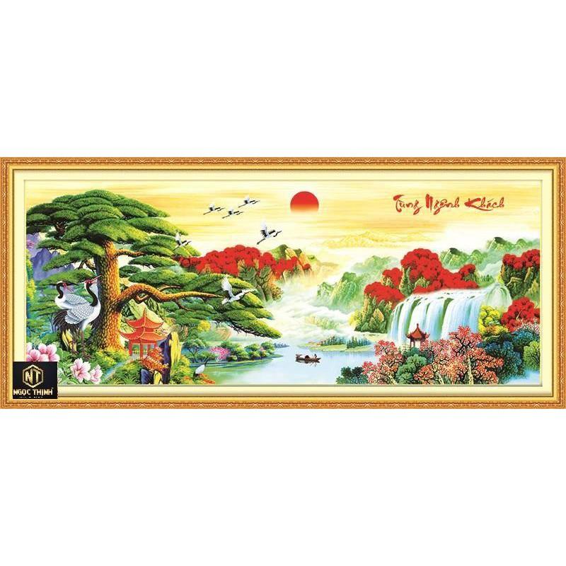 FreeShip từ 250K-Tranh đính đá PHONG CẢNH Tùng Nghênh Khách VS033 KT: 100x40cm