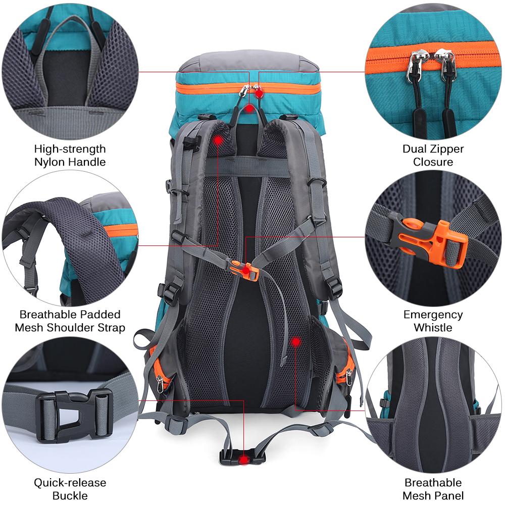 Ba lô đi bộ đường dài 65L bằng vải nylon chất lượng cao Không thấm nước