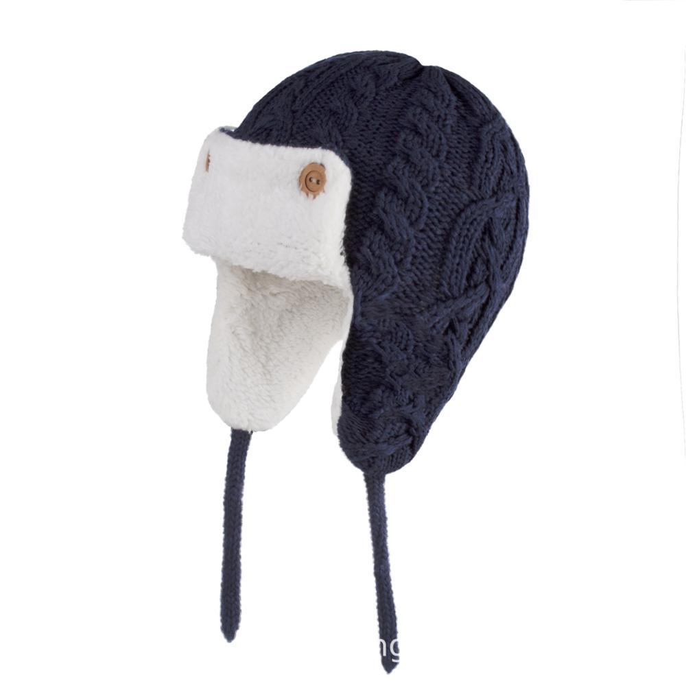 Mùa Đông Cho Bé Máy Bay Ném Bom Mũ Cotton Đan Trẻ Em Bò Mũ Lưỡi Trai Cho Bé Trai Và Bé Gái Với Lót Nỉ Cho Bé
