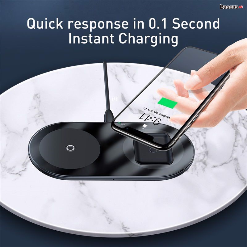 Đế sạc không dây Baseus Simple 2 in 1 Wireless Charger 18W - Hàng Chính Hãng