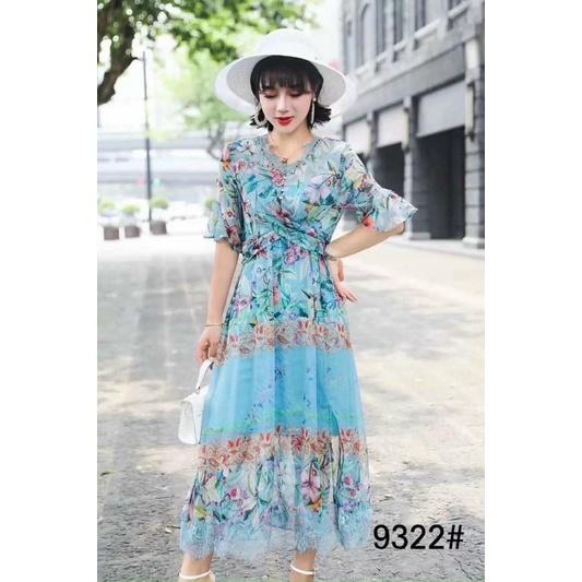 Đầm maxi lụa hoa rơi