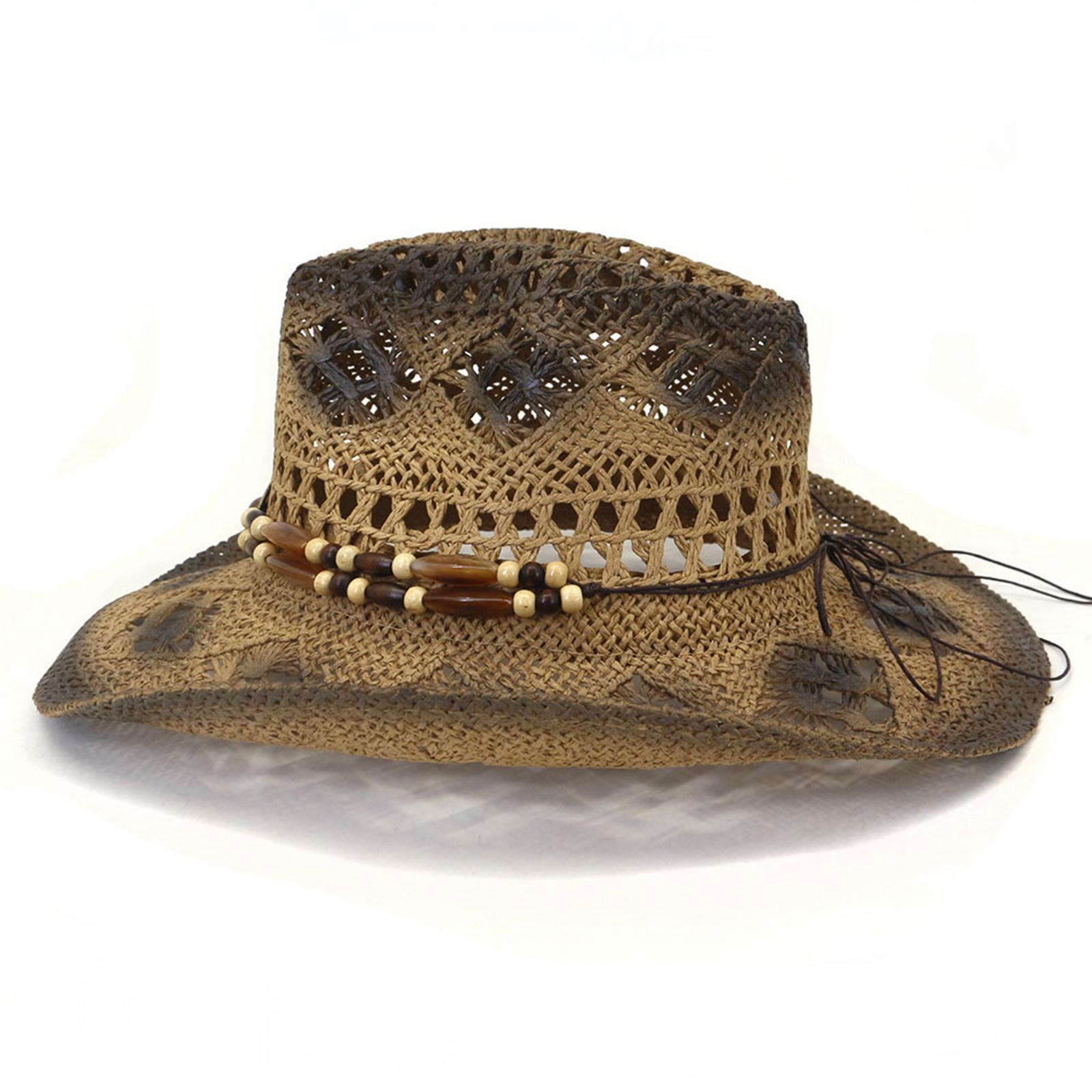 Straw Cowboy Sun Hat Summer Beach Hat for Hiking, Camping, Beach