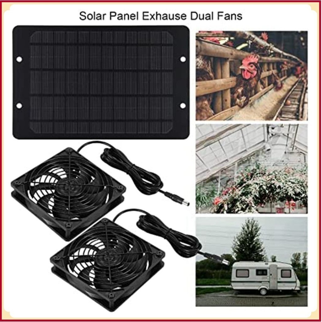 Bộ 2 Quạt Hút Nhiệt Sử Dụng Năng Lượng Mặt Trời Solar Panel DualFan 10W