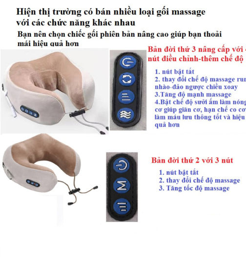 Gối Massage Cổ Vai Gáy Chữ U Đa Năng Cao Cấp 4 Nút 3 Chế Độ . Máy Massage Cổ Vai Gáy Hiệu Quả