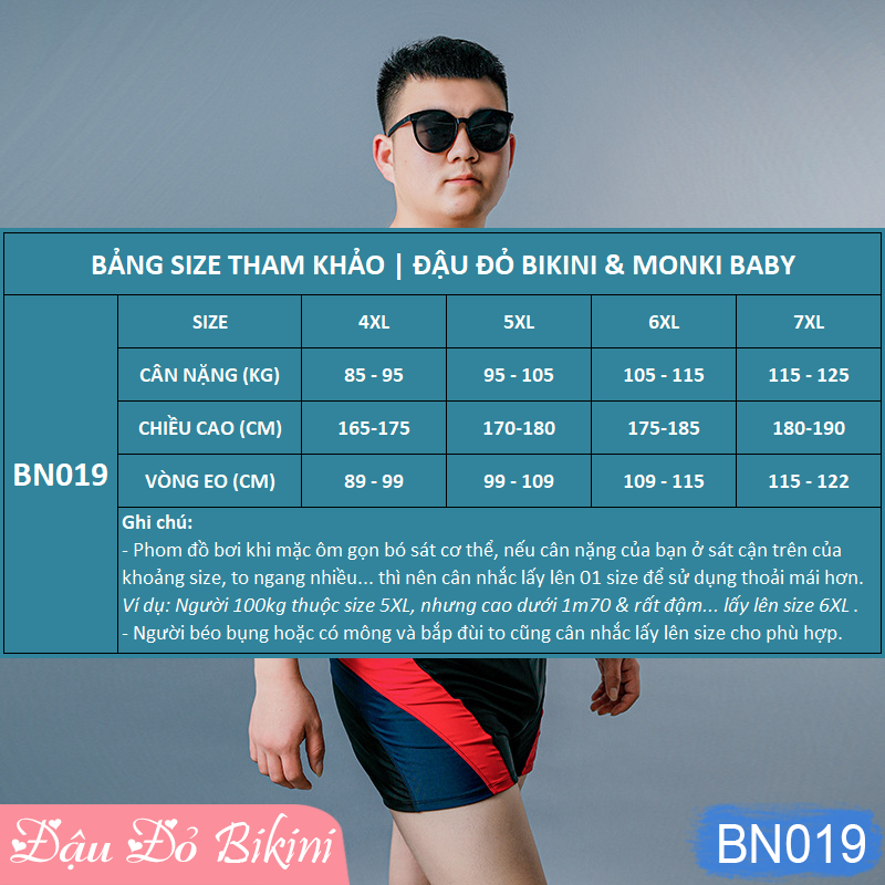 Quần bơi nam BIG SIZE dáng ngắn, đồ bơi cao cấp cho người mập béo, size đại đến 125kg, chất đẹp co giãn cao, thoáng khí, nhanh khô, ôm gọn gàng thoải mái | BN019