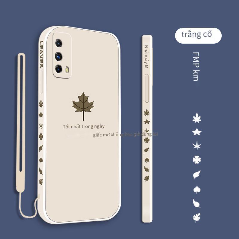 Phong cách mới nhất phù hợp với vỏ điện thoại di động vivoiqooz1 vỏ lá phong của phụ nữ mới vỏ mềm chất lỏng cạnh thẳng V1986A silicon chống rơi màu đỏ lưới