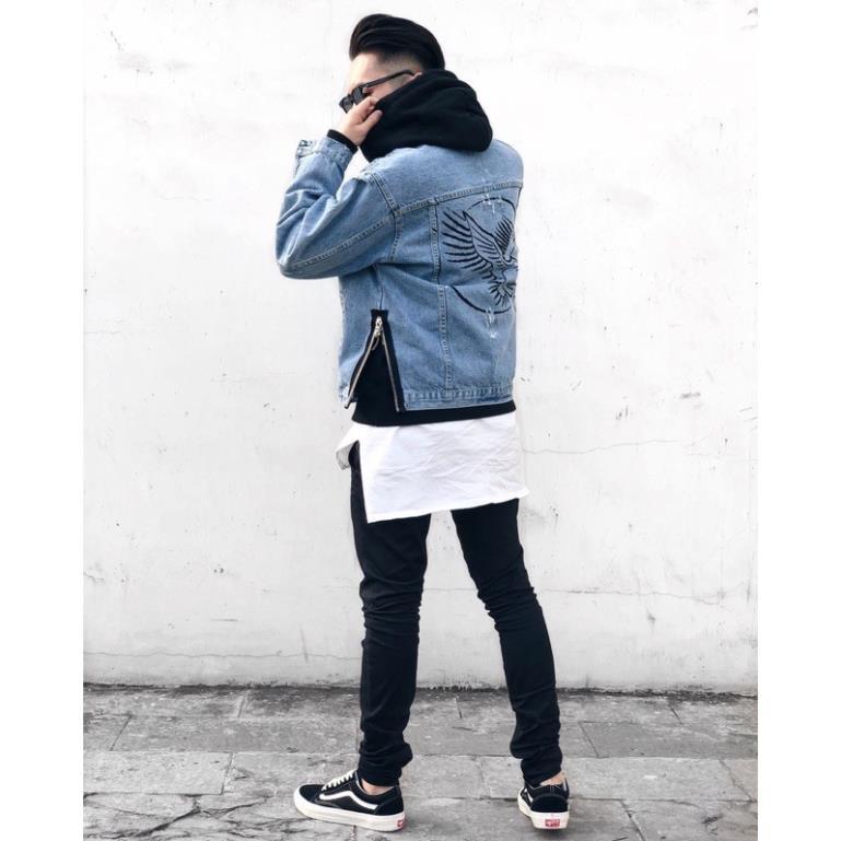 Quần Jeans Nam Đen Trơn/ Rách Gối