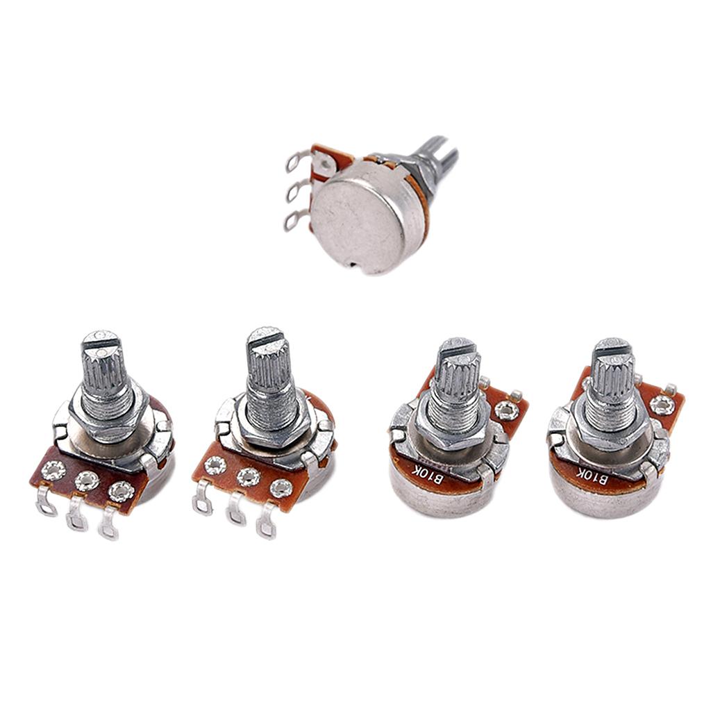5 Pieces Long Shaft Guitar Potentiometer Pot for Musical Instrument Parts
