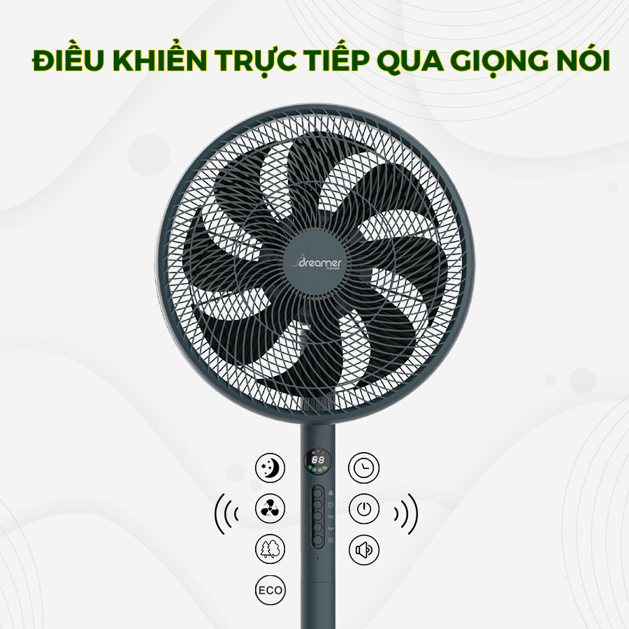 QUẠT THÔNG MINH ĐIỀU KHIỂN TRỰC TIẾP BẰNG GIỌNG NÓI DHA-SSF136G/W - Hàng chính hãng