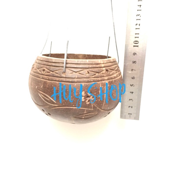 COMBO 5 CÁI GIỎ GÁO DỪA TRANG TRÍ + MÓC KẼM 10X09CM