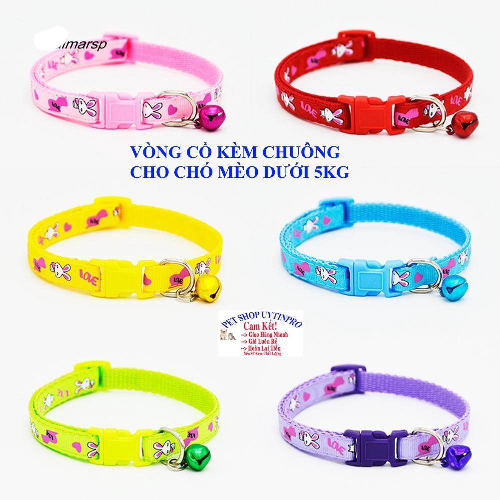 VÒNG CỔ KÈM CHUÔNG CHO CHÓ MÈO PET THÚ CƯNG DƯỚI 5KG In hình thỏ Chất liệu dù Rộng 1cm Có thể điều chỉnh to nhỏ