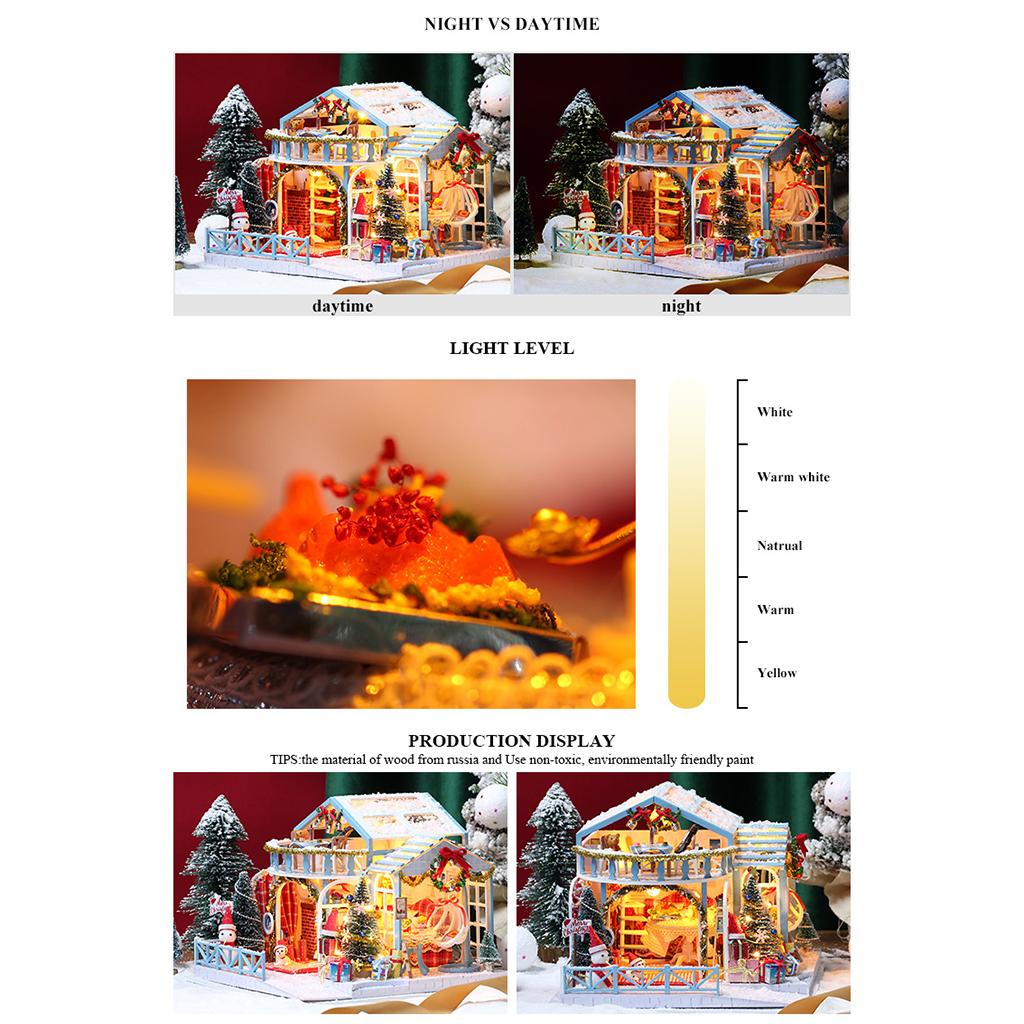 3D DIY Dollhouse Miniature Furniture Kit LED Light Doll House Toy Kid Gift DIY Craft Dollhouse Girls Toys Gift Christmas