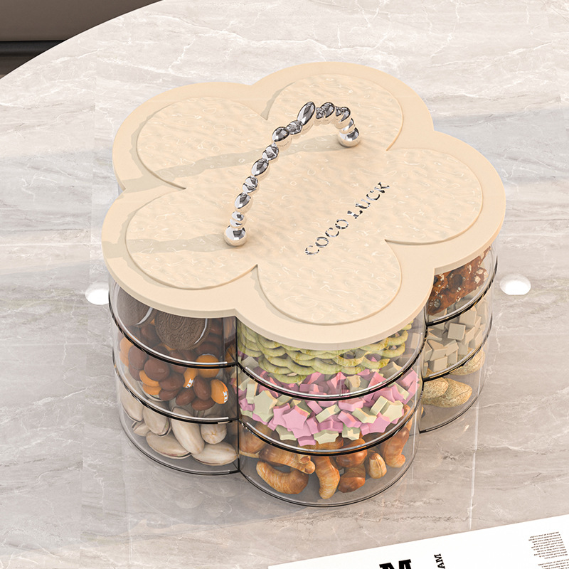 Khay Mứt Hoa 6 Cánh – Hộp Đựng Bánh Kẹo Tết Nhựa Meka Cứng, Nắp Hoa Văn Cao Cấp - HÀNG CHÍNH HÃNG MINIIN