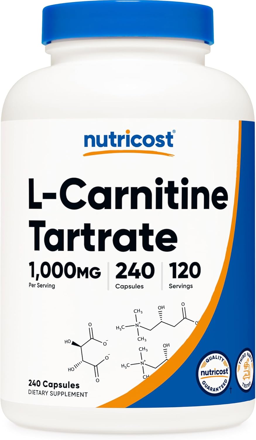 Viên Uống Giảm Mỡ Nutricost L-Carnitine Tartrate (1000mg), Hỗ Trợ Đốt Mỡ, Bổ Sung Năng Lượng
