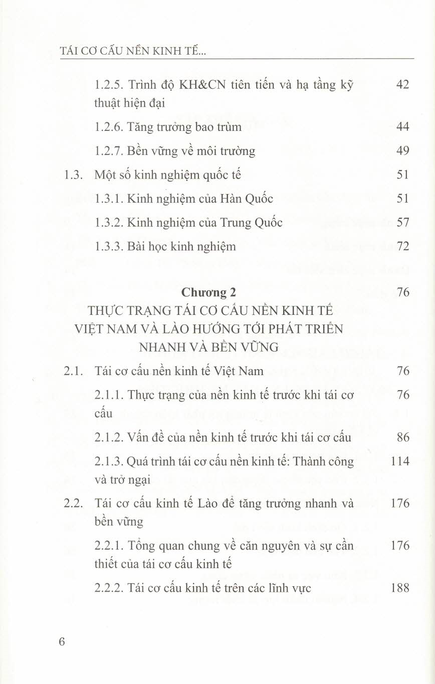 Tái Cơ Cấu nền Kinh Tế Việt Nam &amp; Lào Hướng Tới Phát Triển Nhanh Và Bền Vững (Sách chuyên khảo)