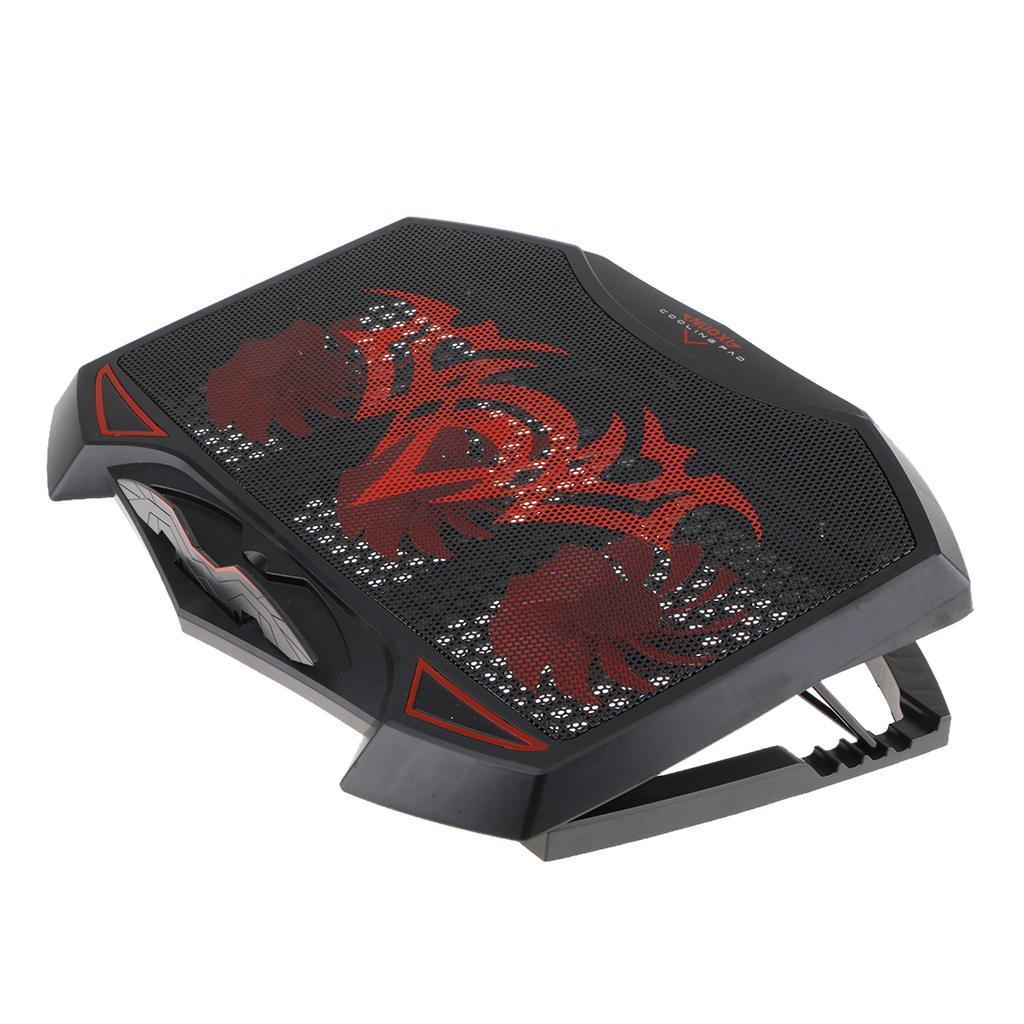 PC Dual USB Cooling Pad Laptops with 3 Quiet Fans for 17Inch Notebooks Black