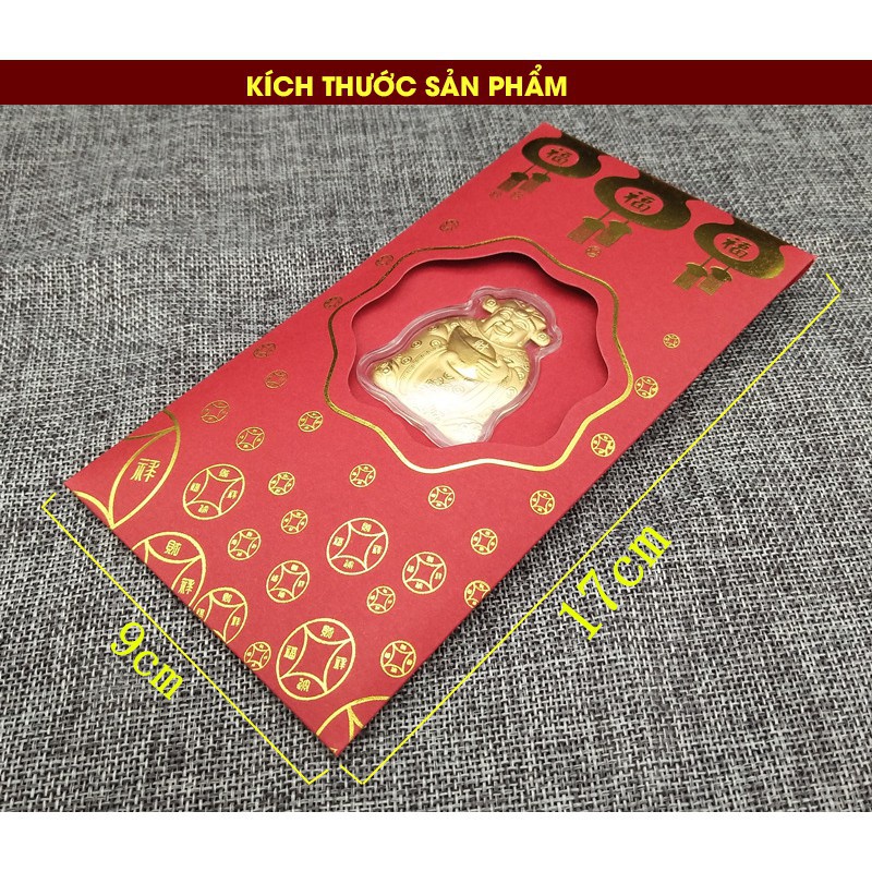 Bao Lì Xì Thần Tài Trang Trí Ngày Tết, Phong Bao Lì Xì Màu Đỏ Với Hình Thần Tài Mạ Vàng Quà Tặng Tết Nguyên Đán