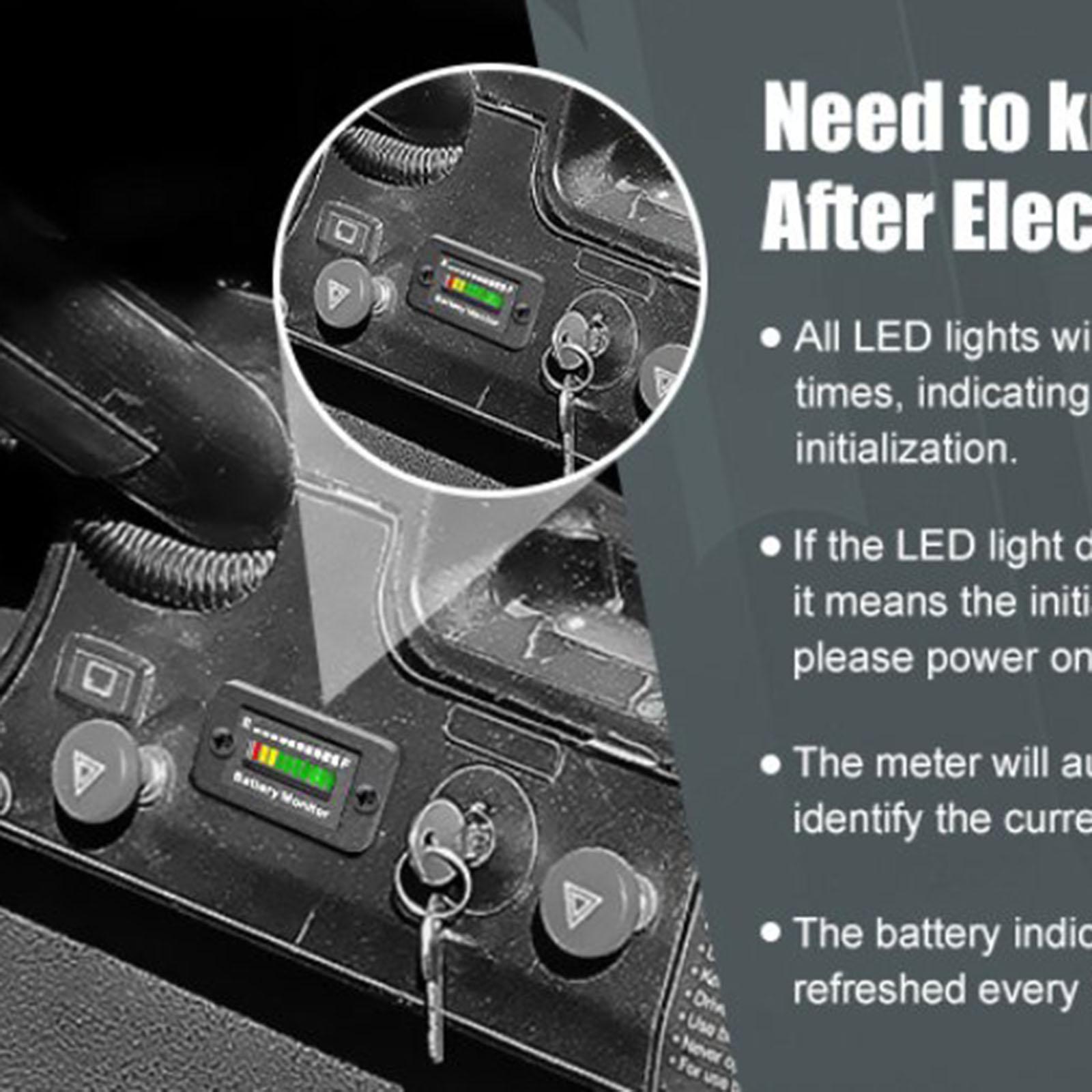 Battery Capacity Indicator, Battery Gauge, IP65 Waterproof Lead Battery Meter for Golf Cart Forklift Scrubber Machine RV Trailer