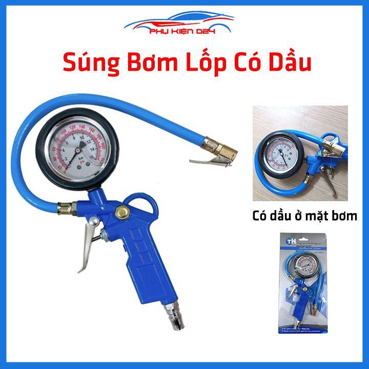 Tay bơm lốp xe có đồng hồ đo bằng Dầu Teng Hui tay cầm dạng súng