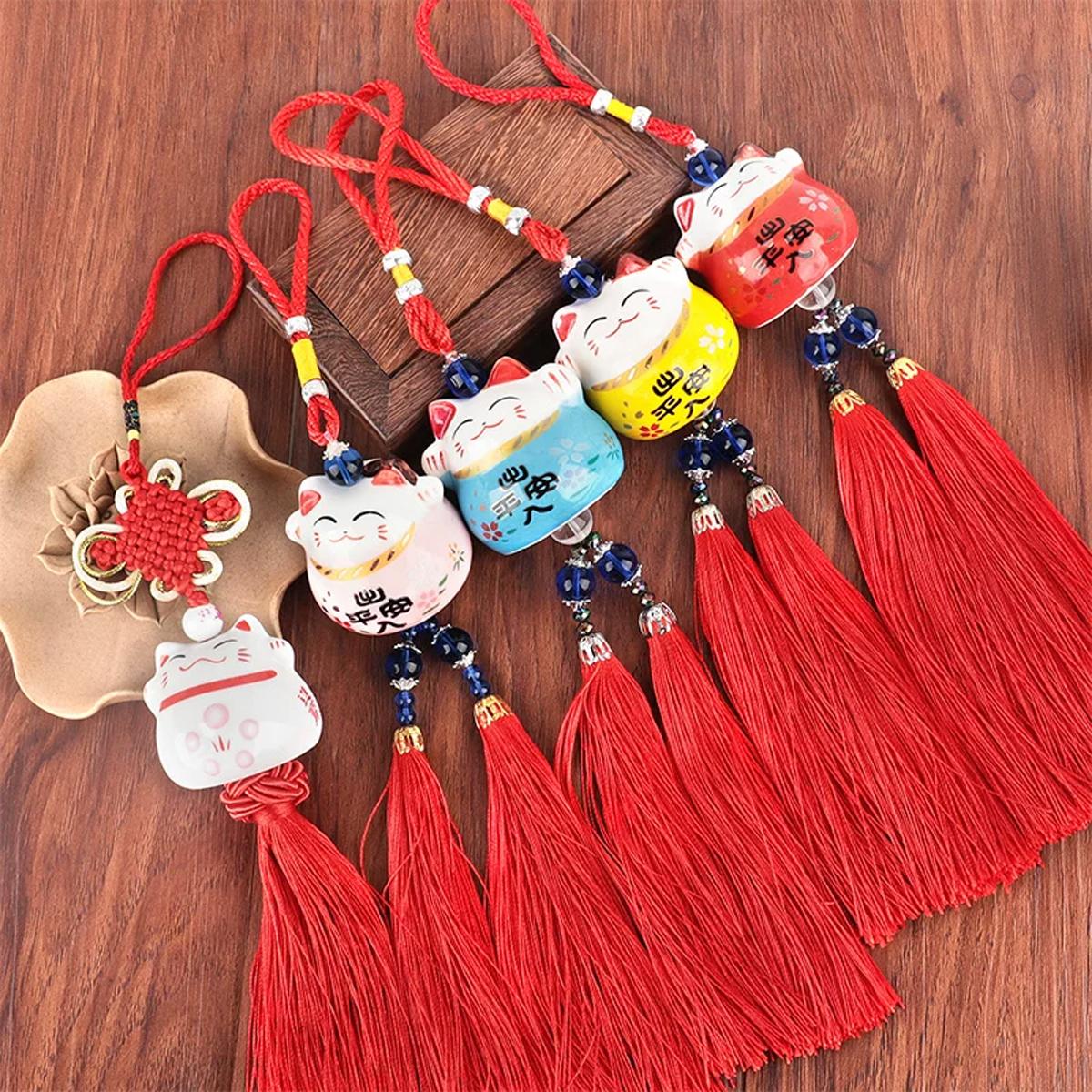 Dây Mèo May Mắn Treo Xe - Màu Hồng