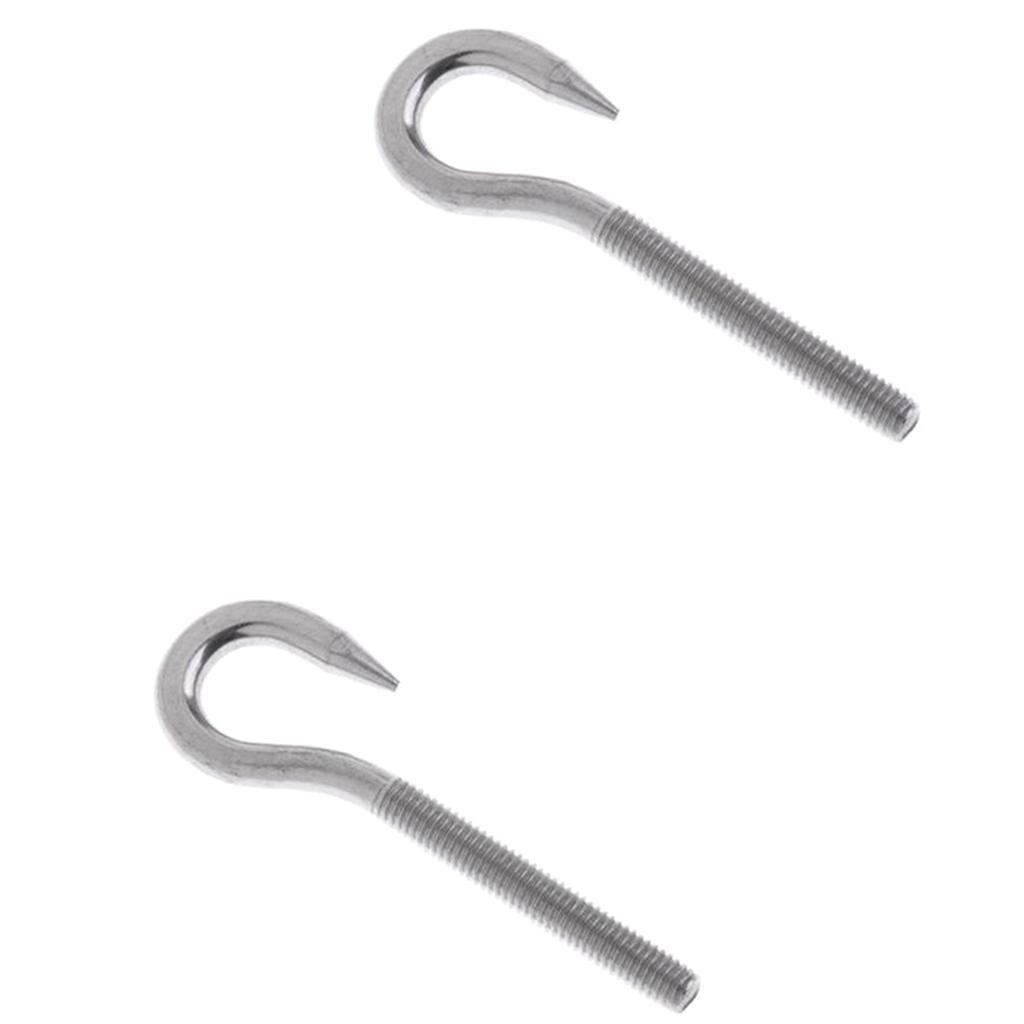 2 Pieces 304 Stainless Steel Threaded Screw Hook Eye Bolt Boat Parts M4 M5, Marine Grade