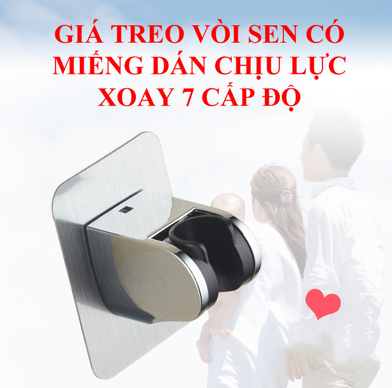 Giá Đỡ Vòi Sen Gật Gù Chỉnh Góc Gắn Tường bằng Miếng dán Siêu Dính Nhanh Gọn, Tiện Lợi