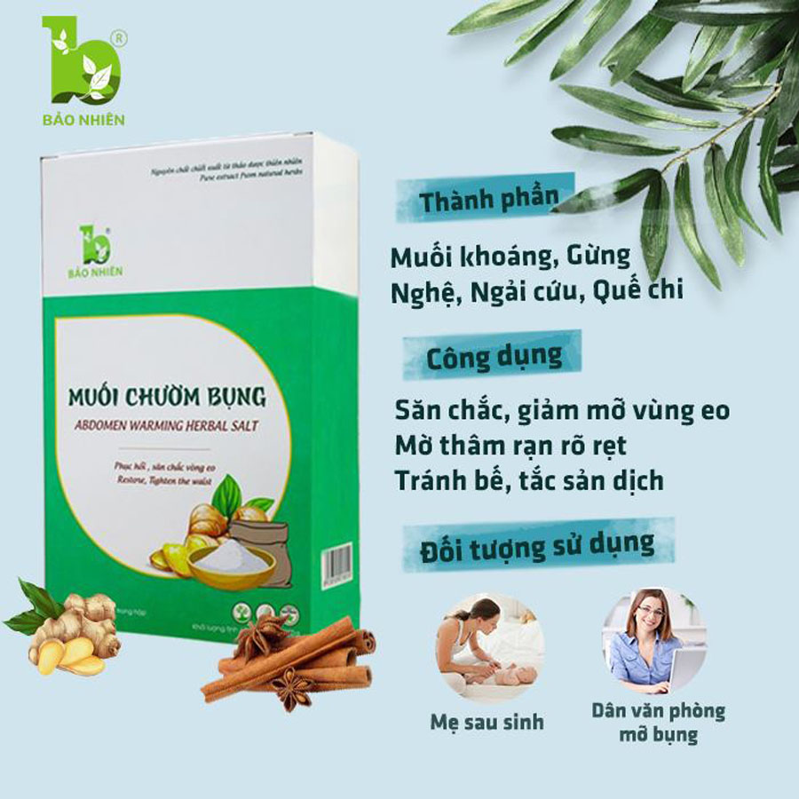 Muối Chườm Bụng Thảo Dược Săn Bụng định hình eo Mờ Thâm Rạn Bảo Nhiên Gói 850Gr - định hình eo Sau Sinh An Toàn Và Hiệu Quả