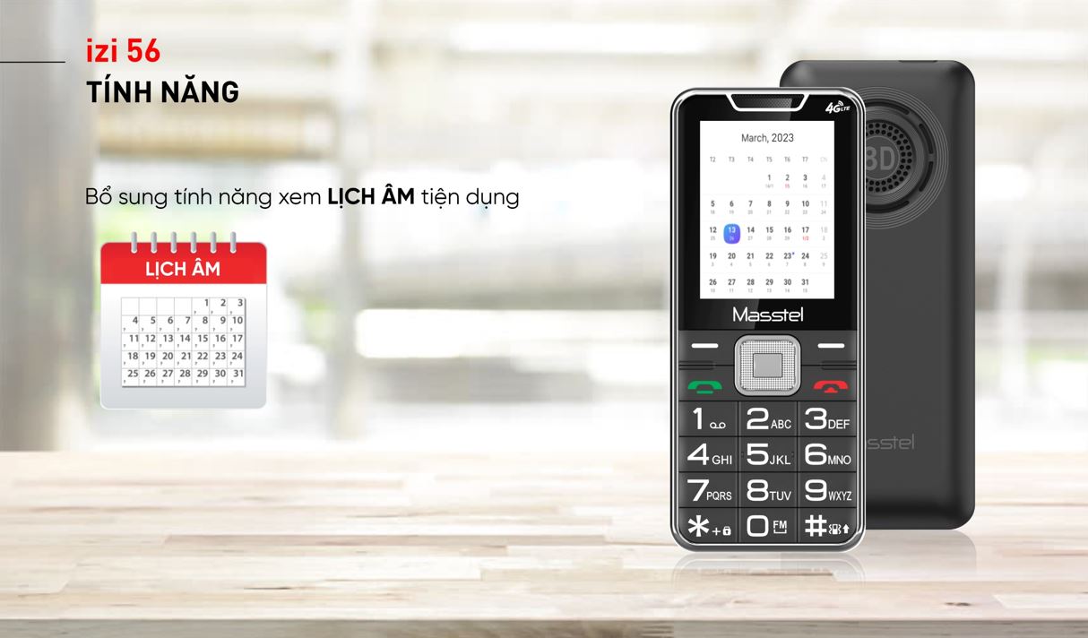 Điện thoại Masstel Izi 56 4G (LTE) Gọi HD Call ,Pin khủng ,loa lớn - Hàng Chính Hãng
