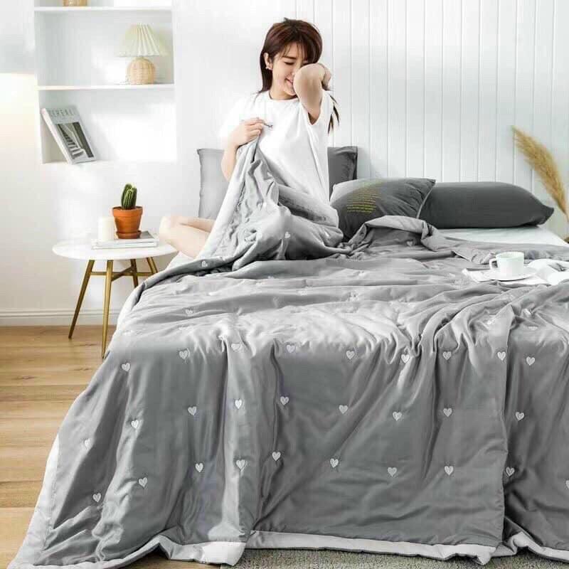 Chăn hè lụa thêu tim hàng nhập khẩu