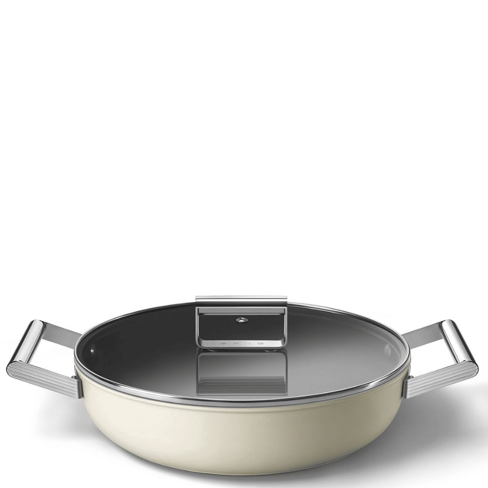 Nồi chảo SMEG CKFD2811CRM màu kem (vung kính) Hàng Chính Hãng