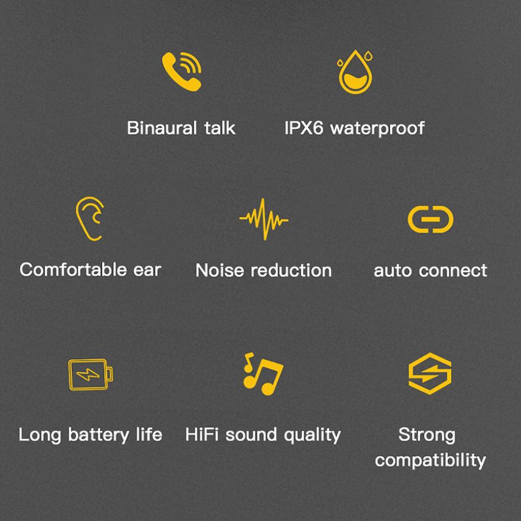 Wireless Earbud w/Charging Case Waterproof Headphone White